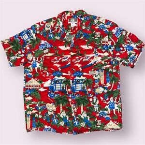 Vintage Kalaheo Hawaiian Aloha Shirt Santa Claus Christmas Men’s XL Made in USA